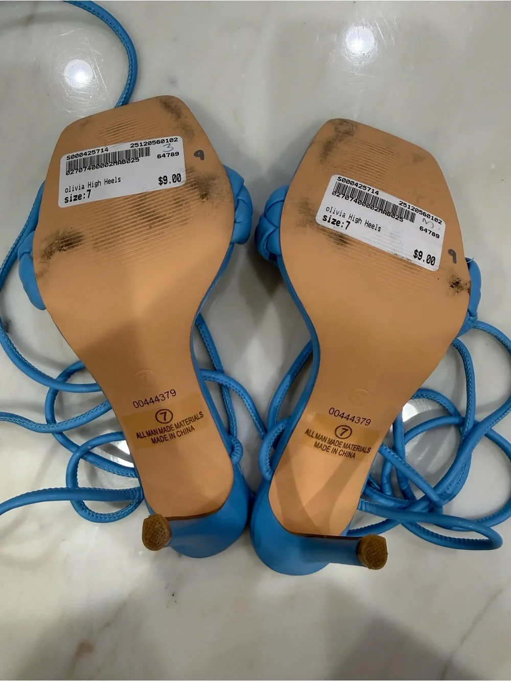 Olivia Blue Braided Strap Heeled Sandals